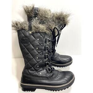 Sorel New Womens 8 Tofino II Winter Snow Boot Black with Faux Fur Waterproof